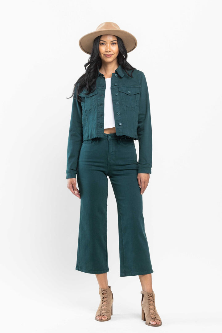 Judy Blue High Waist Tummy Control Garment Dyed Wide Crop *FINAL SALE*
