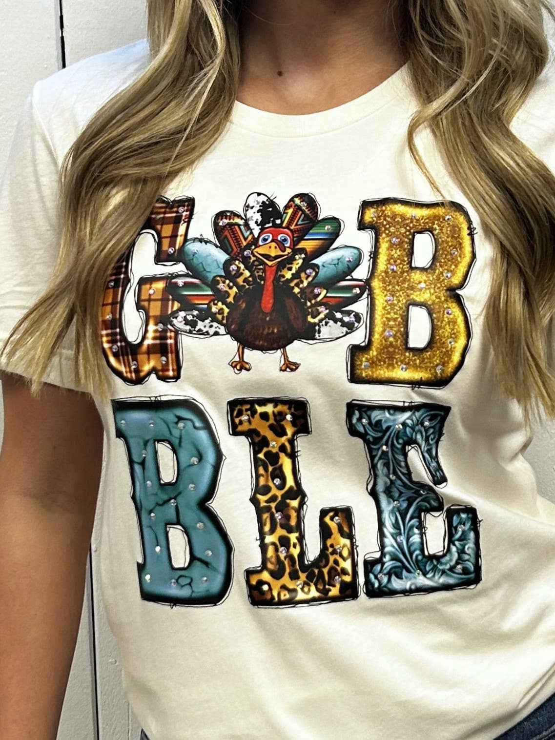 Turkey Gobble Rhinestone Graphic Tee