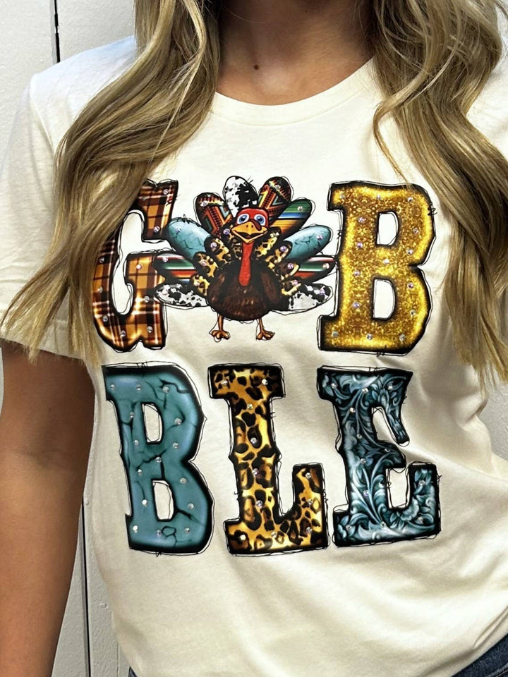 Turkey Gobble Rhinestone Graphic Tee