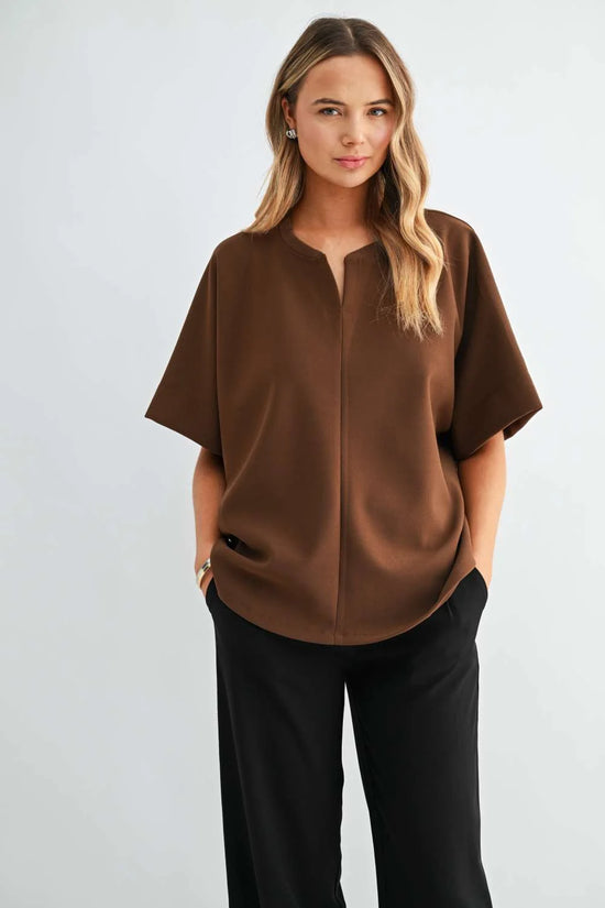 Kara Relaxed Split Neckline Top