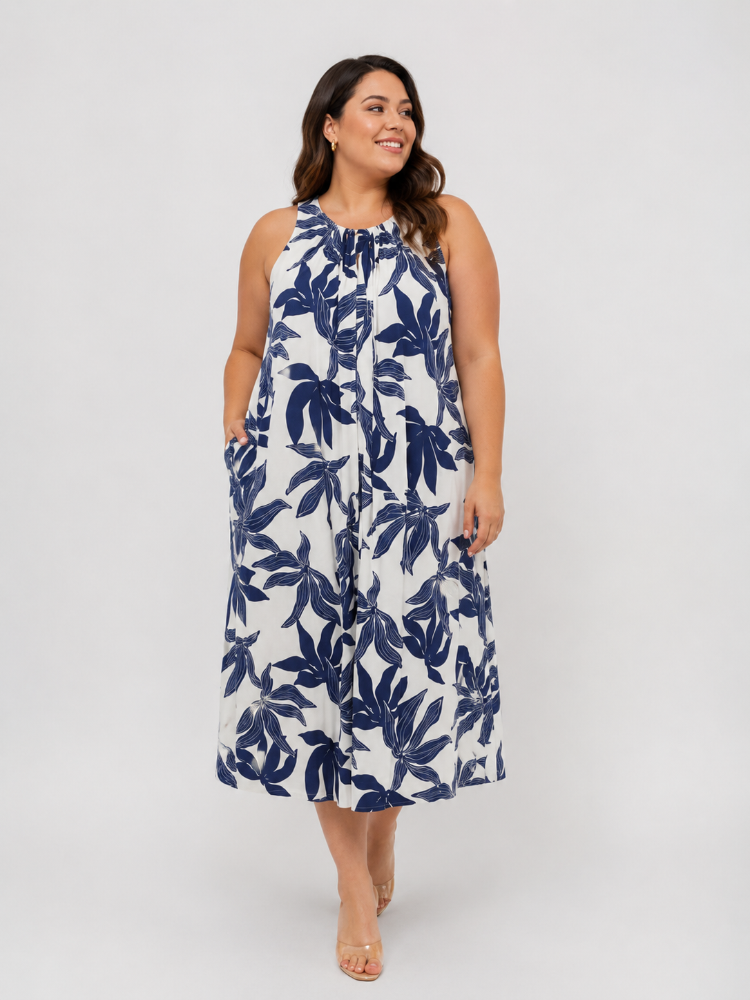 Blue Garden Breeze Sleeveless Dress
