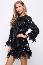 Load image into Gallery viewer, Sequin And Feather Detail Dress
