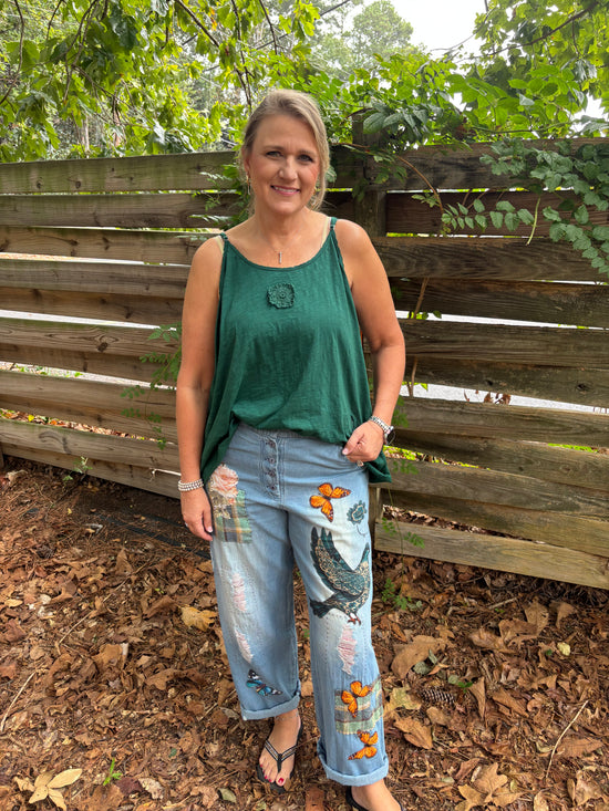 Blue Bird Patch Pants