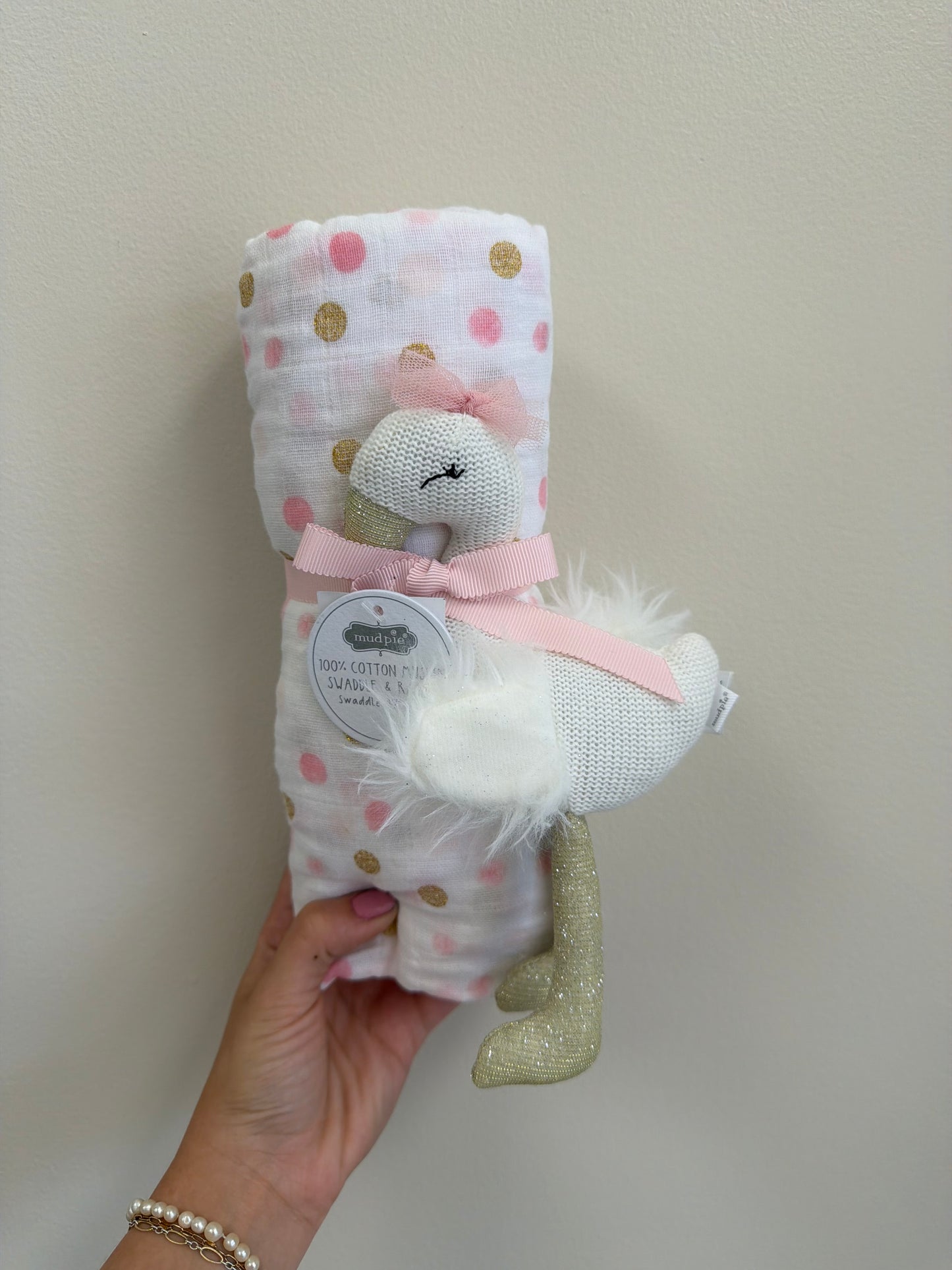 Dot Swaddle And Rattle