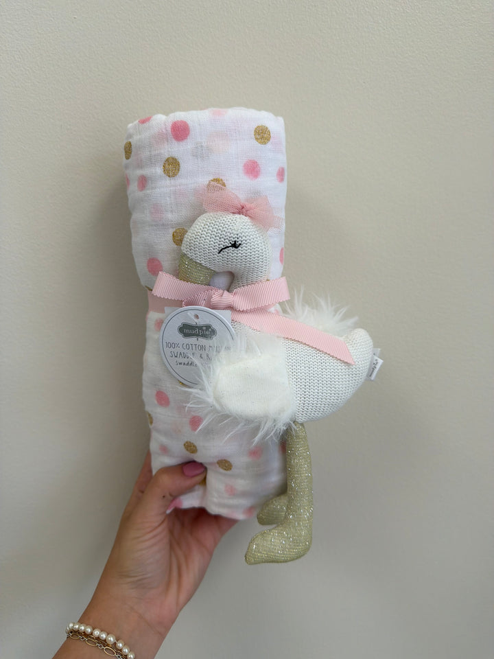 Dot Swaddle And Rattle