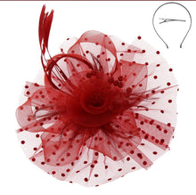 Load image into Gallery viewer, Feather Flower &amp; Leaf Fascinator
