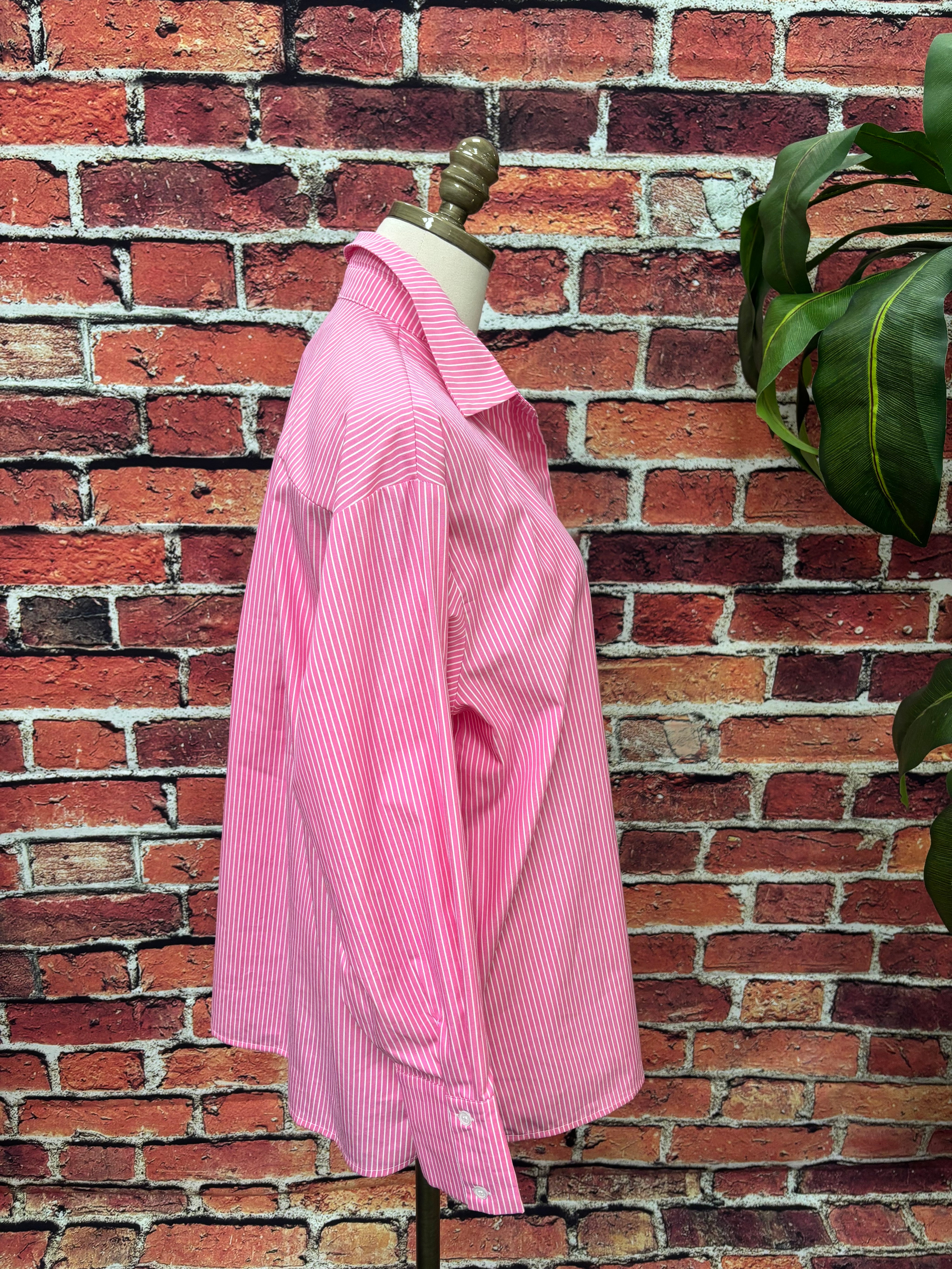 Pink Lemonade Pinstripe Button-Up
