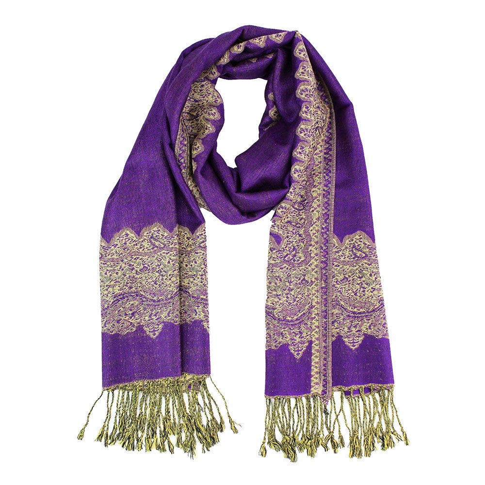 Border Pashmina Scarf Shawl with Fringe