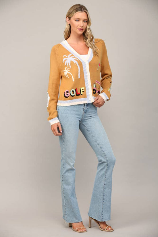 GOLF EMBROIDERED PATCH CARDIGAN