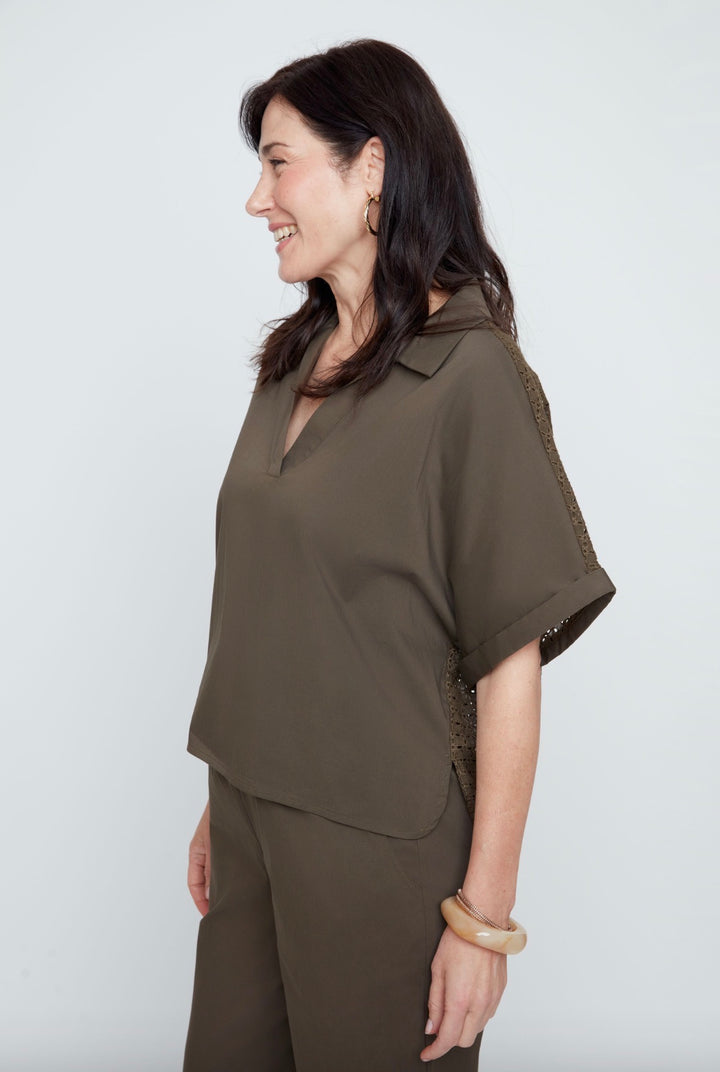 Olive Grove Eyelet Top