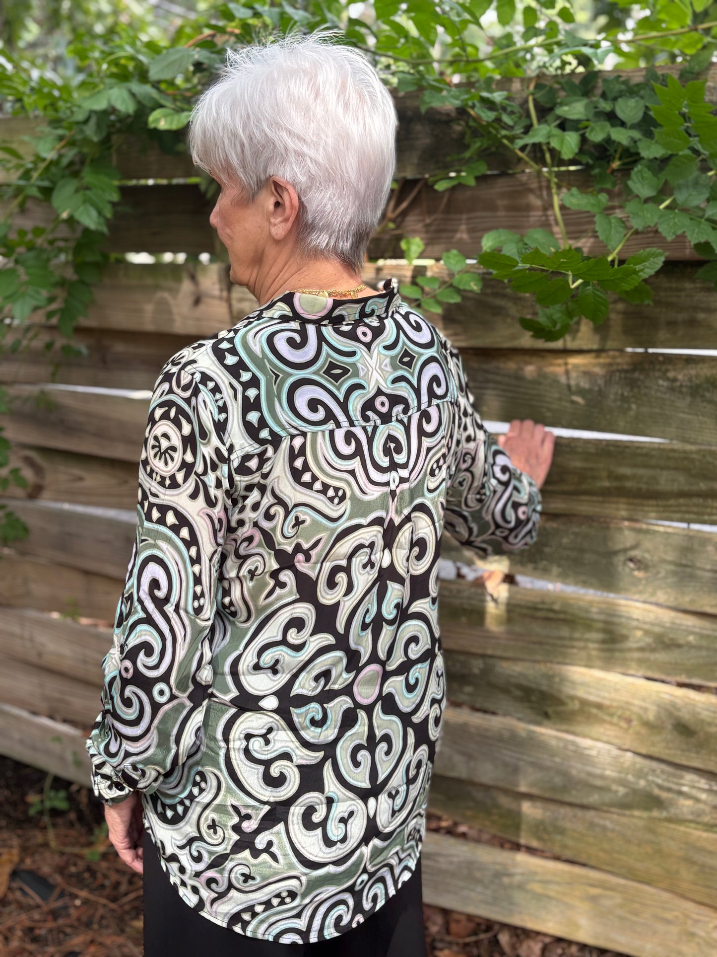 Button-up With Roll-up Sleeve Shirt