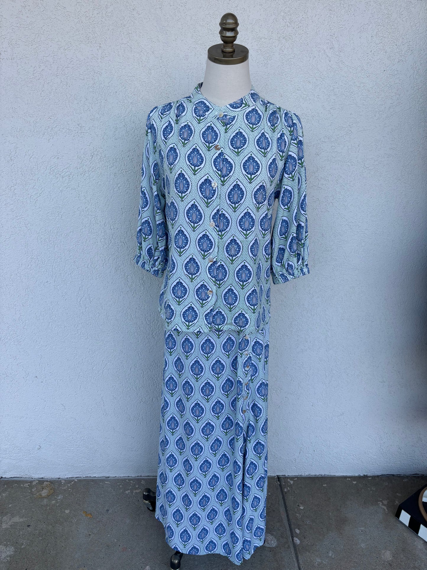 Bluebell Breeze Beaded Button Top