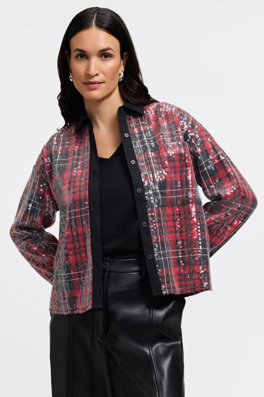 Marina Sequin Plaid Jacket Shirt