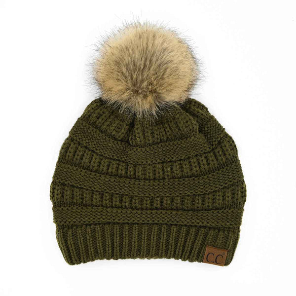 Mia Knit Fur Pom Beanie