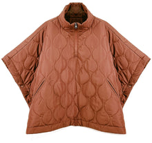 Load image into Gallery viewer, Quarter Zip Quilted Puffer Poncho
