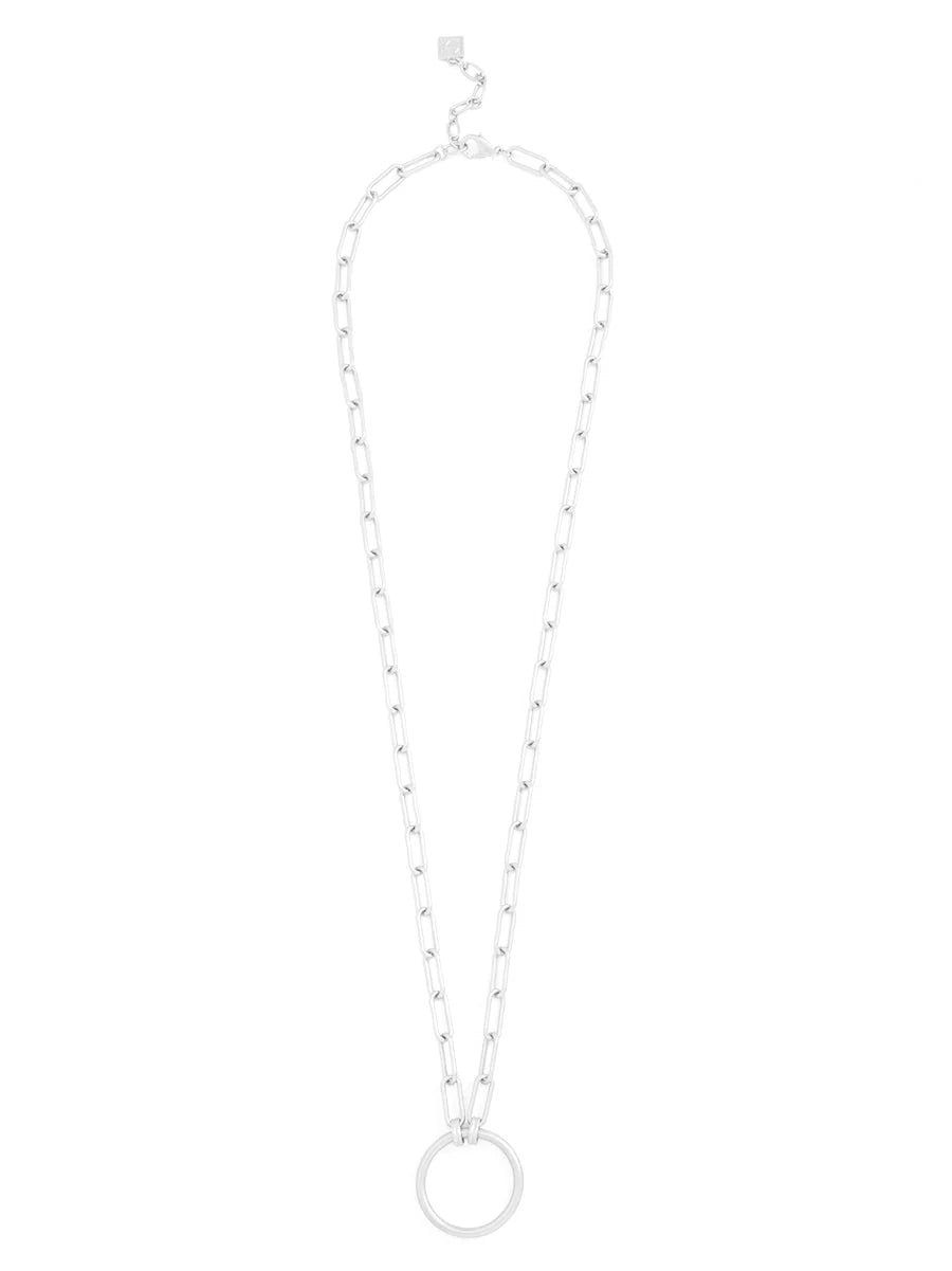 Long Link Necklace With Circle Charm