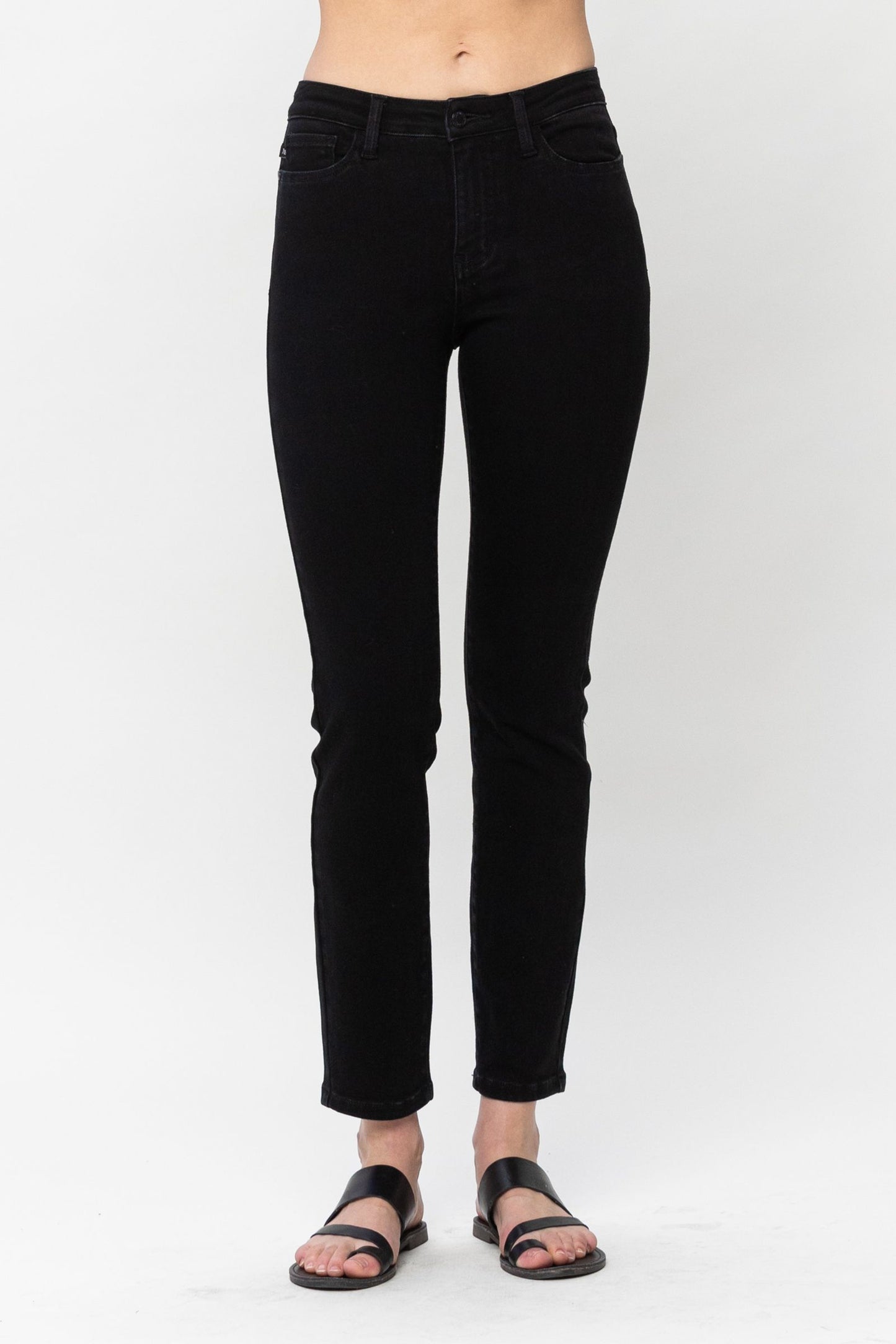 Judy Blue Slim Black Non Distressed Mid Rise