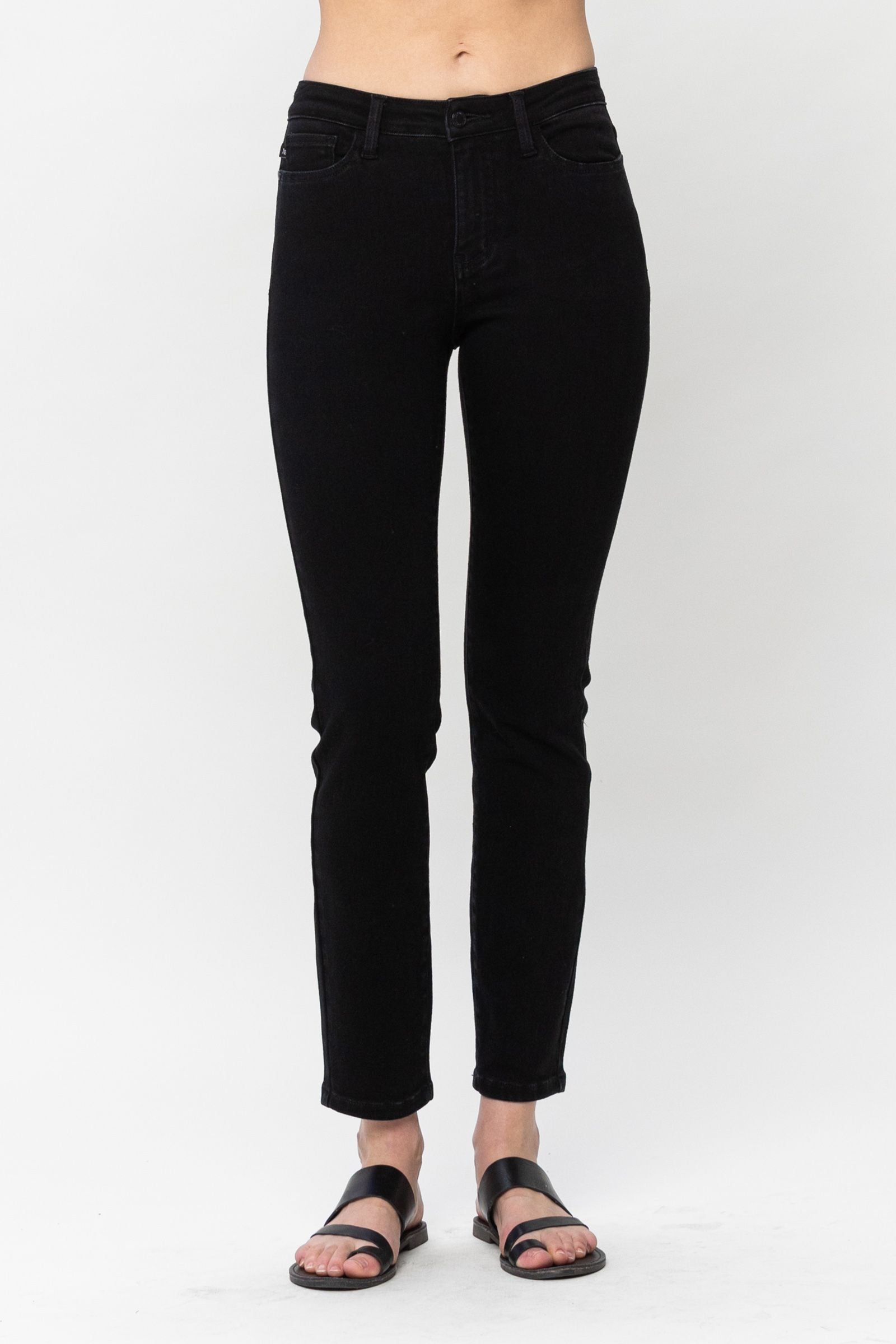 Judy Blue Slim Black Non Distressed Mid Rise