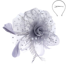 Load image into Gallery viewer, Feather Flower &amp; Leaf Fascinator
