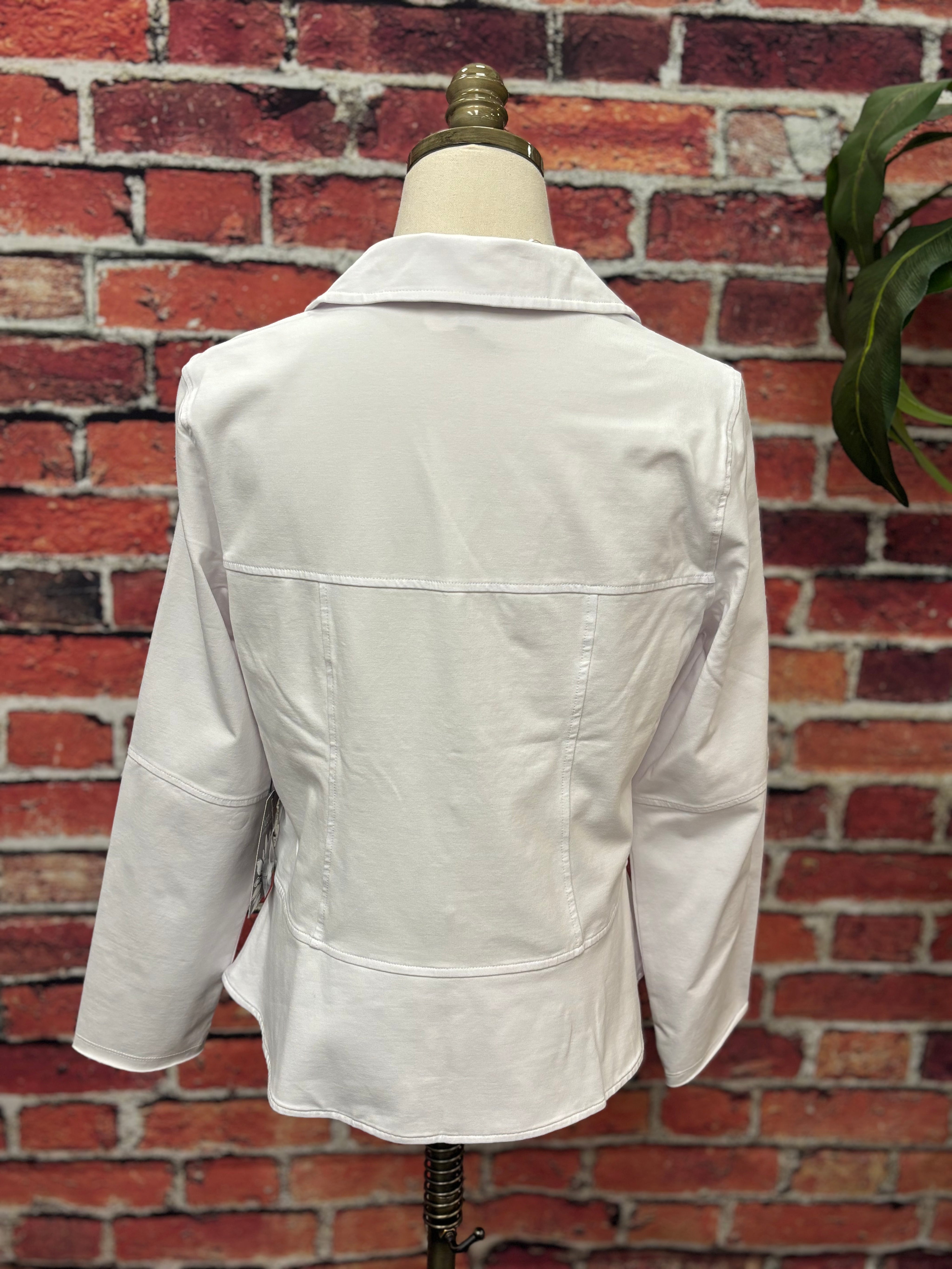 White Stretch Peplum Jacket