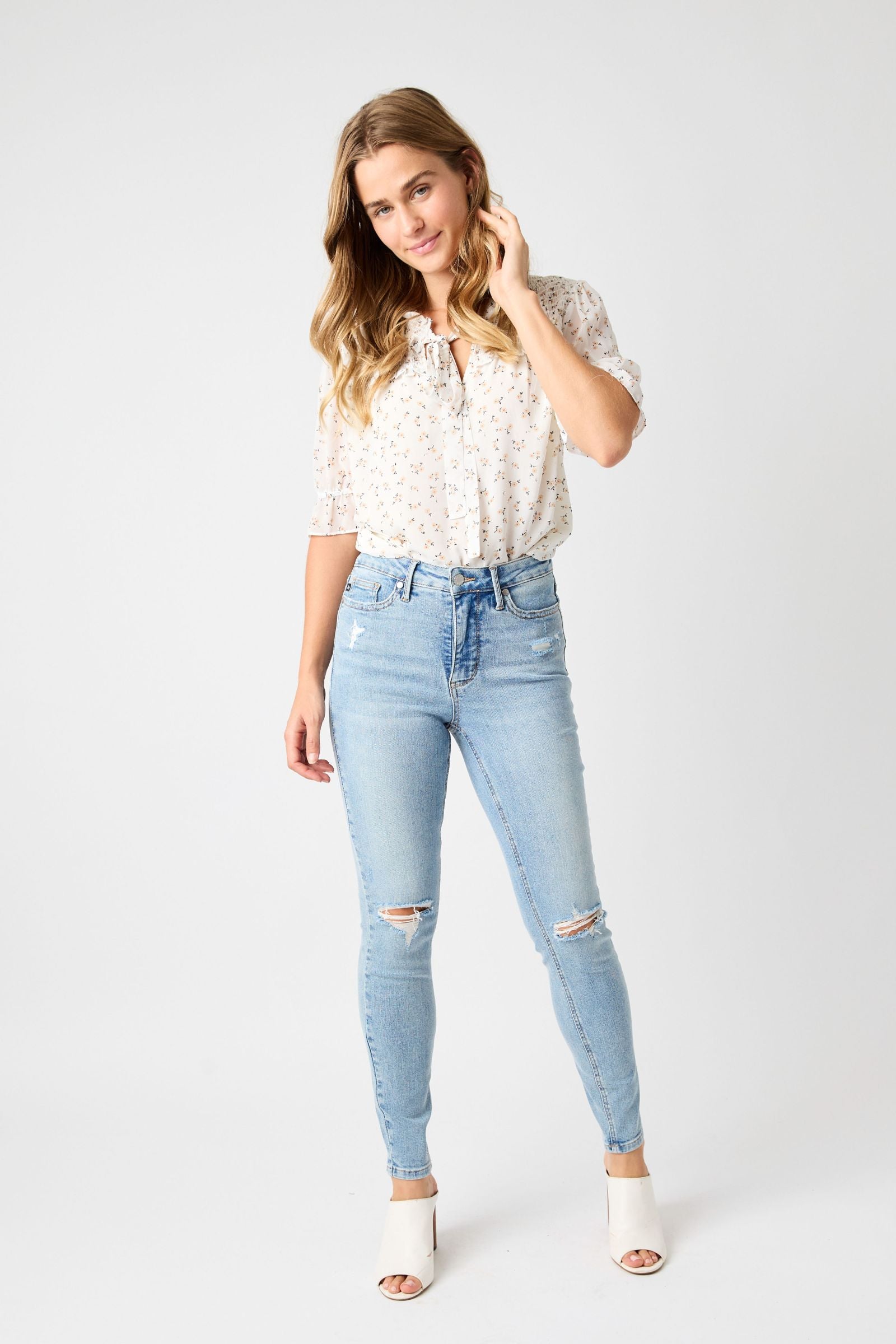 Judy Blue Mid Rise Tummy Control Destroy Skinny *FINAL SALE*