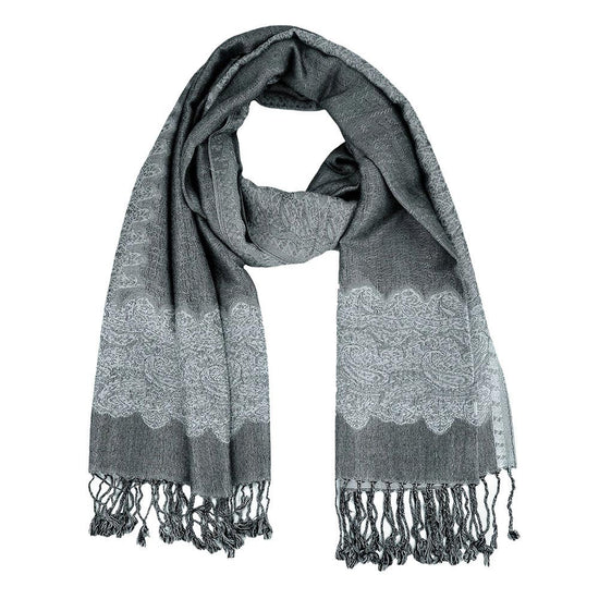 Border Pashmina Scarf Shawl with Fringe