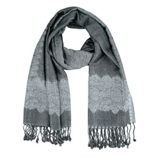 Load image into Gallery viewer, Border Pashmina Scarf Shawl with Fringe
