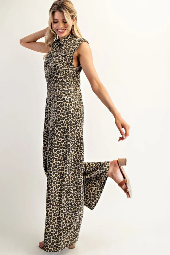 Leopard Sleeveless Jumpsuit