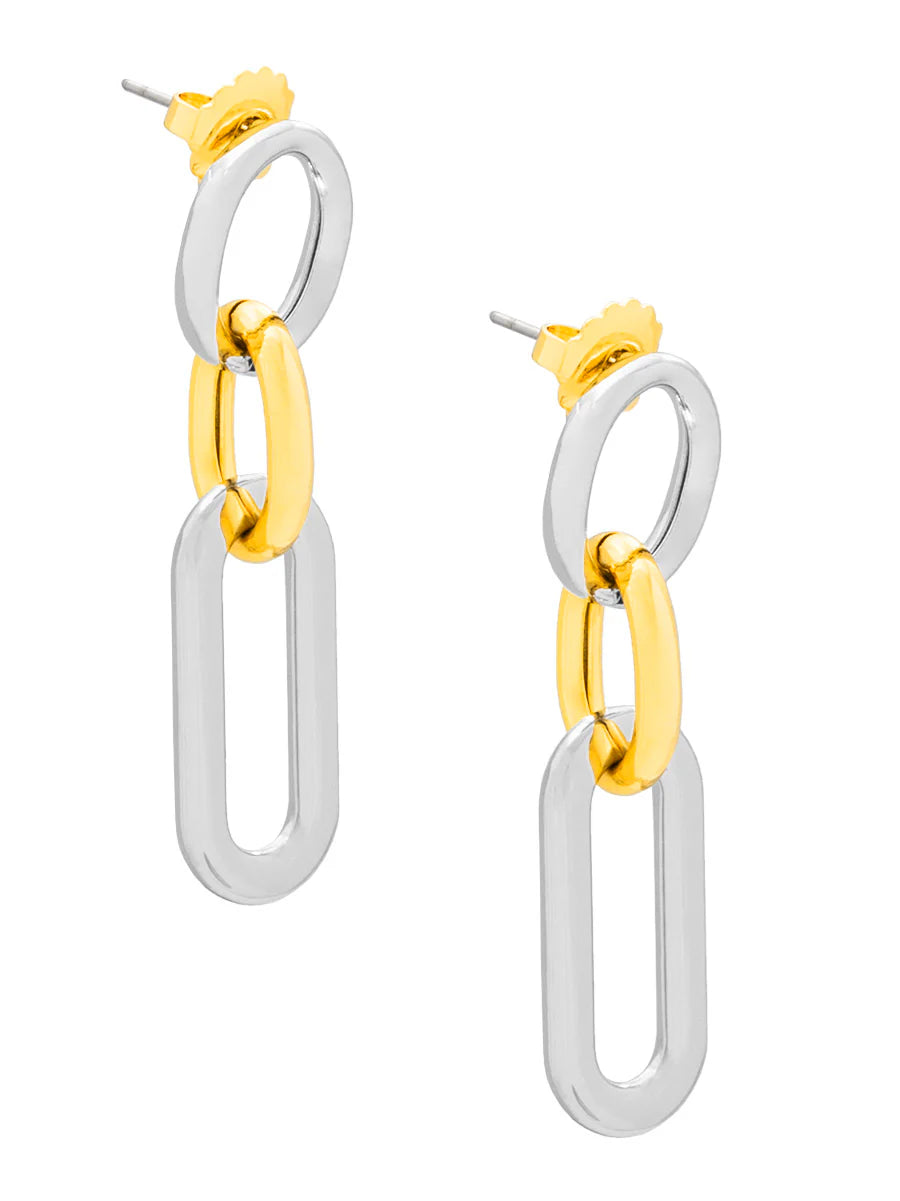 Two Tone Mixed Links Drop Earring
