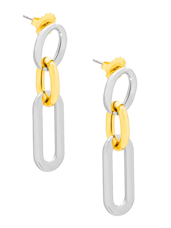 Two Tone Mixed Links Drop Earring