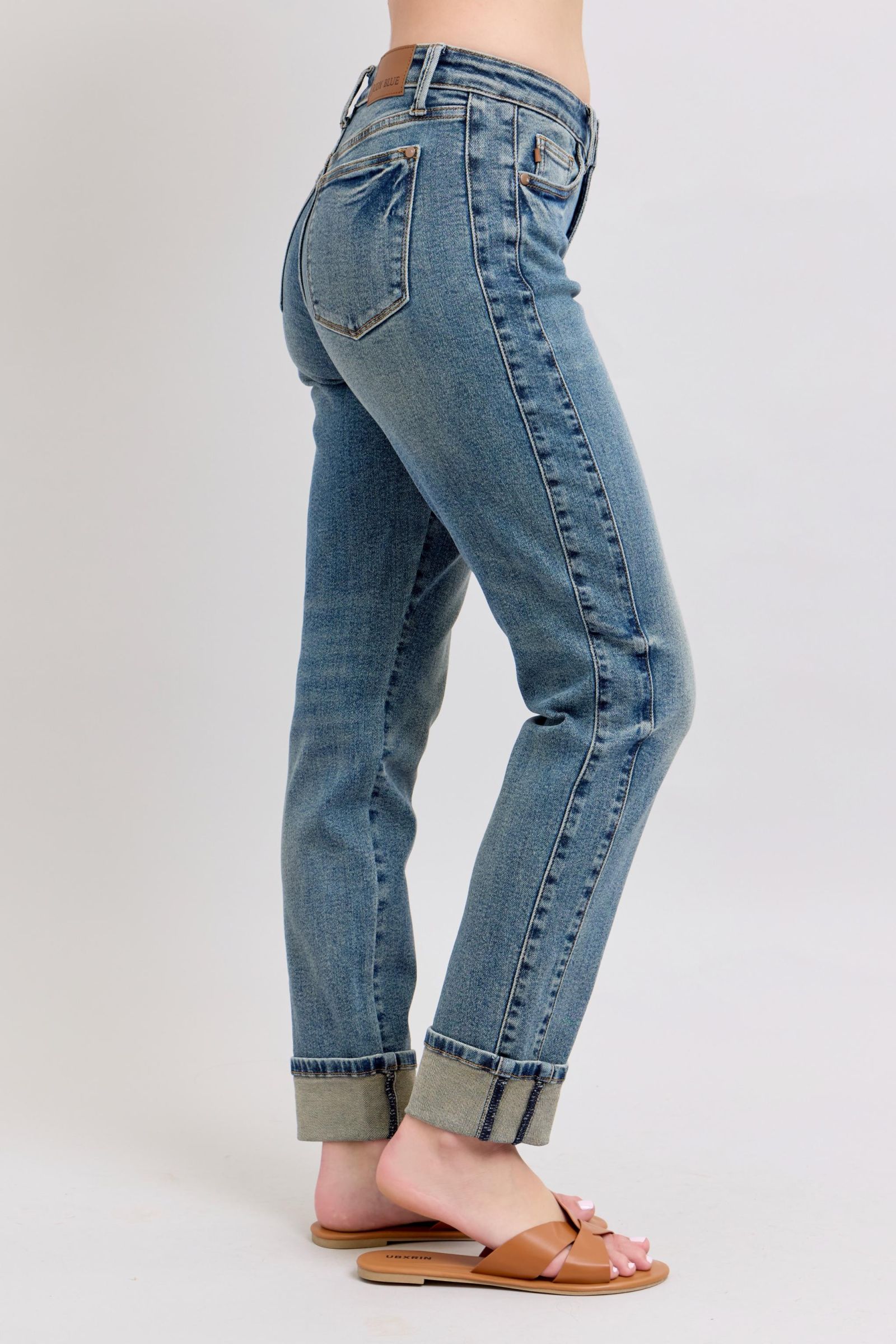 MR Vintage Wash SS Panel & Double Roll Cuff Boyfriend