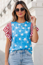 Load image into Gallery viewer, Independence Day Star &amp; Stripe Ruffle Sleeve Top
