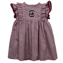 Load image into Gallery viewer, South Carolina Gamecocks Embroidered Gingham Ruffle Dress
