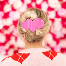 Load image into Gallery viewer, Flat Hair Clip | Large | Pink Heart to Heart
