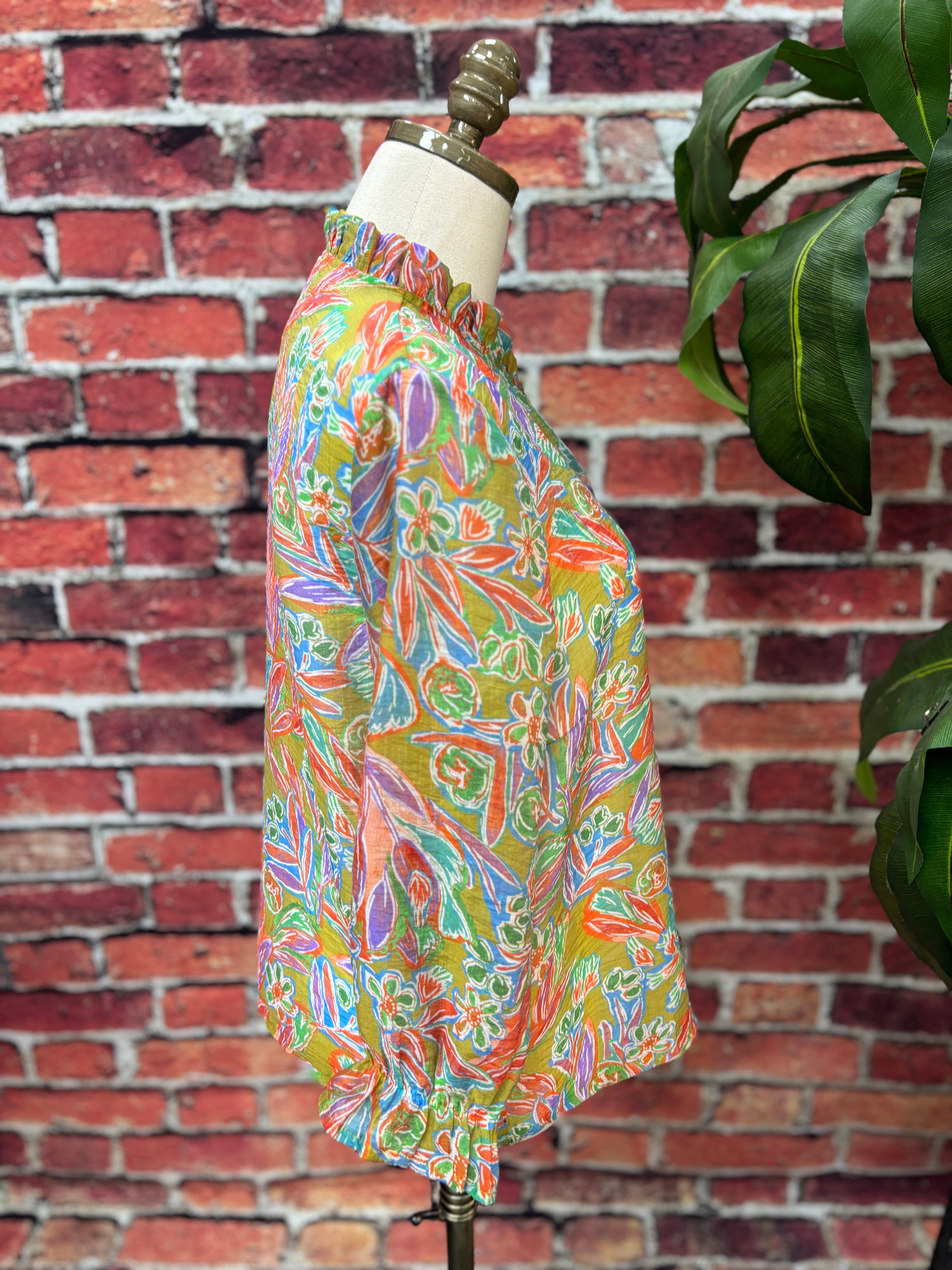 Floral Ruffle Collar Blouse Jacket