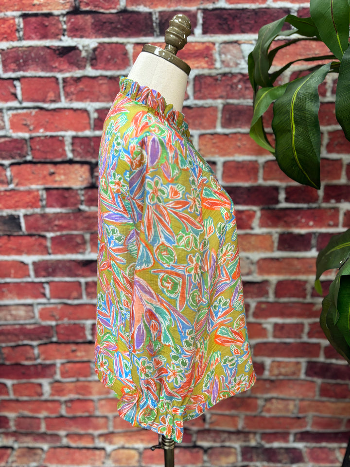 Floral Ruffle Collar Blouse Jacket