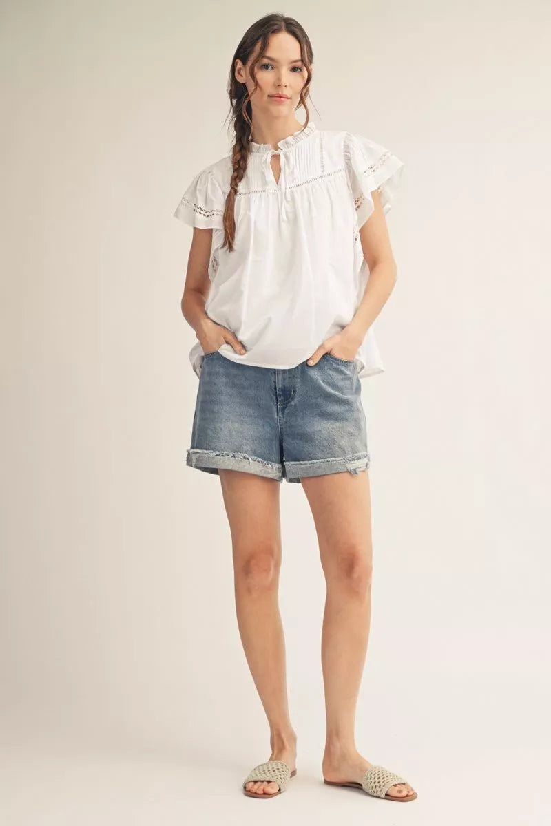 Angel Whisper Ruffle Lace Top