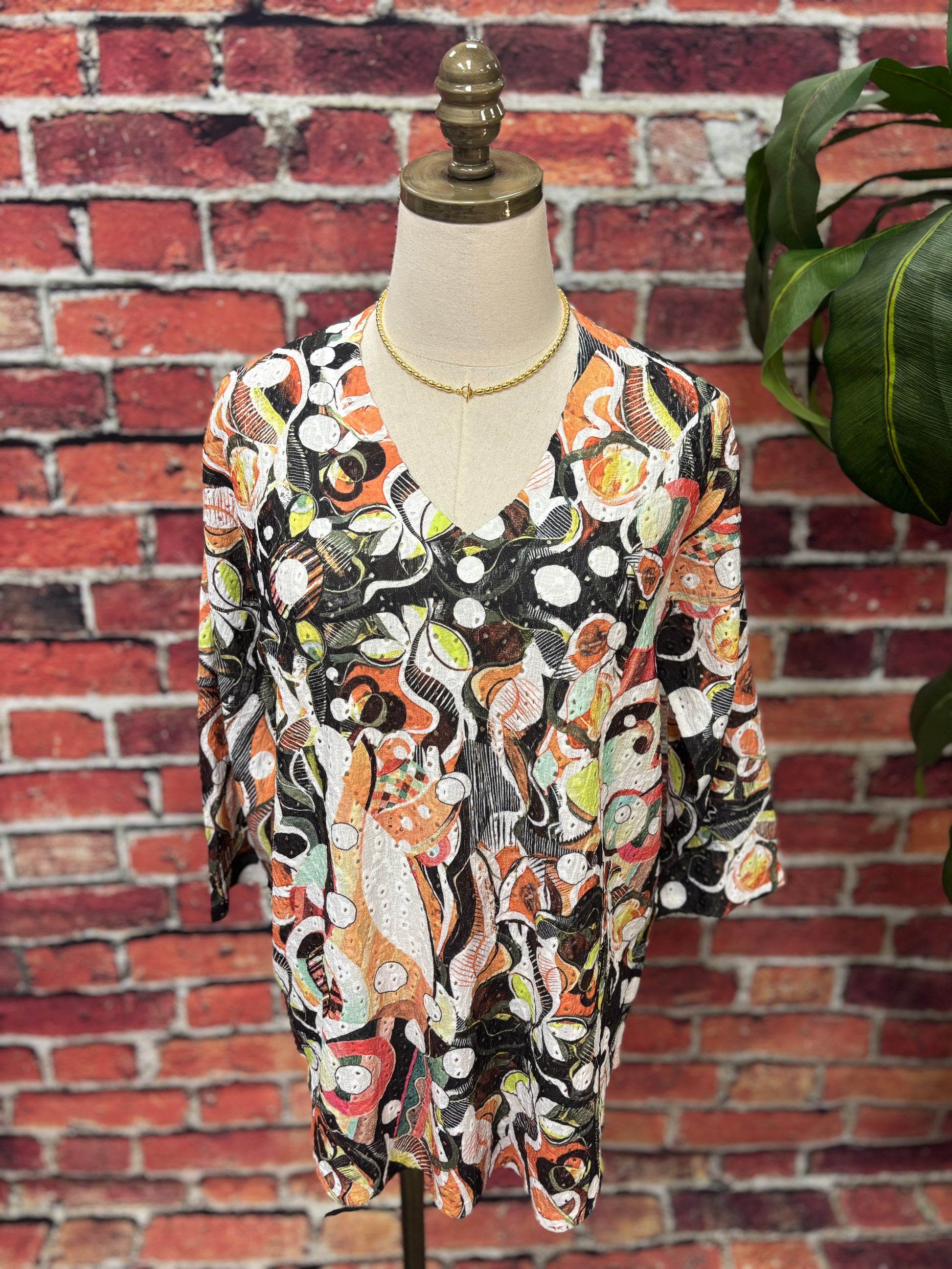 Gallery Print Eyelet Top