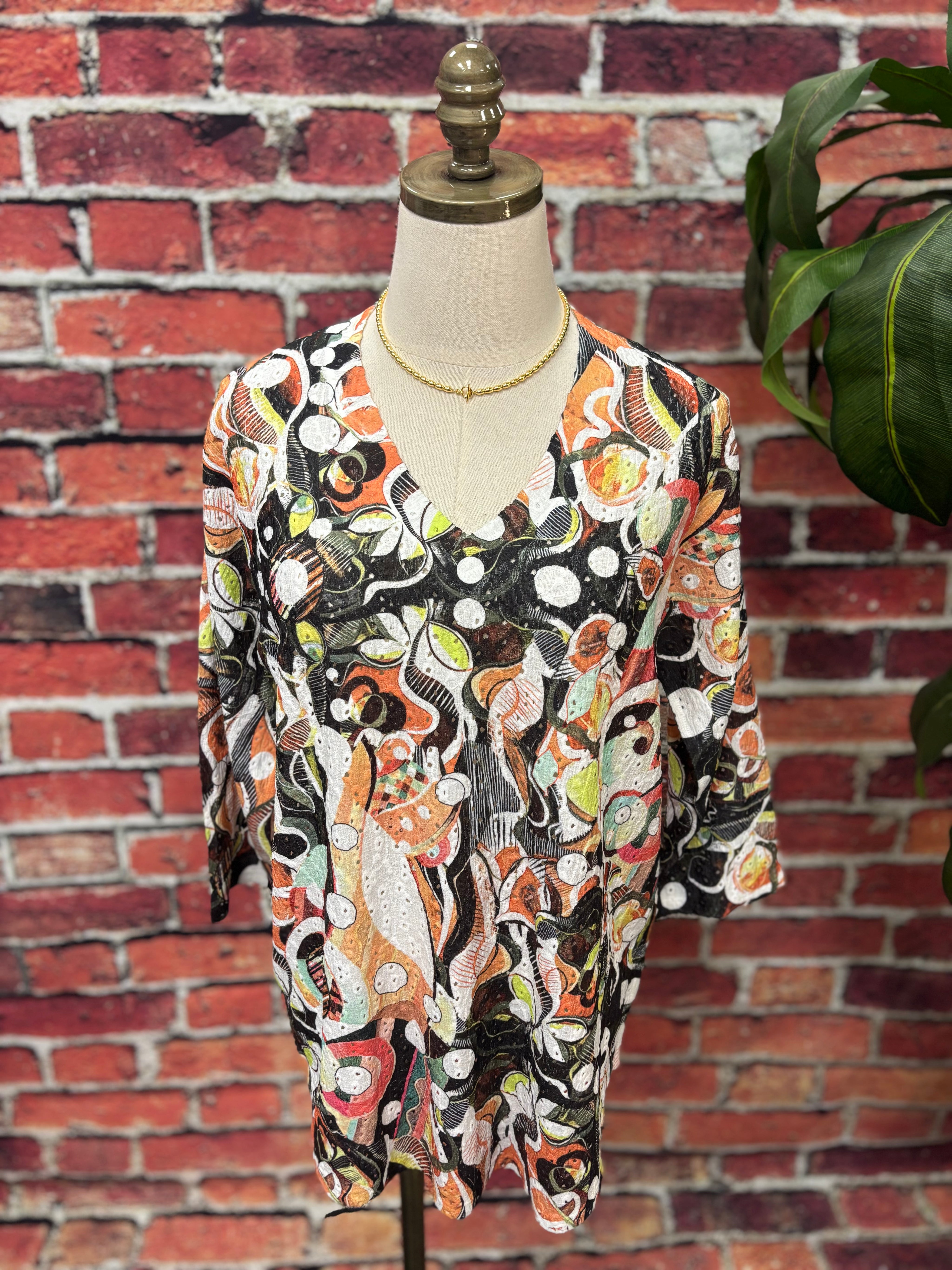 Gallery Print Eyelet Top