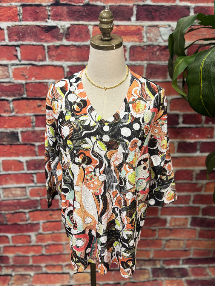 Gallery Print Eyelet Top