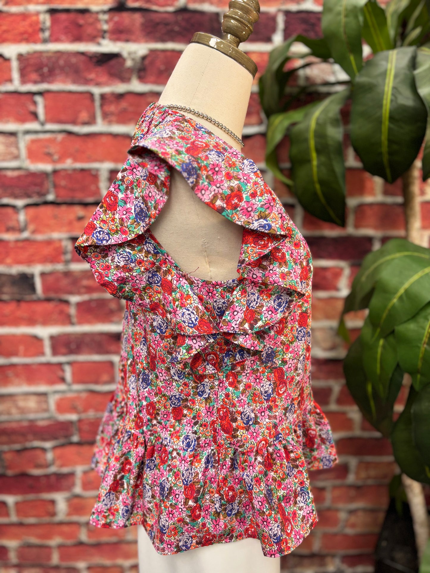 Garden Party Flutter Peplum Top