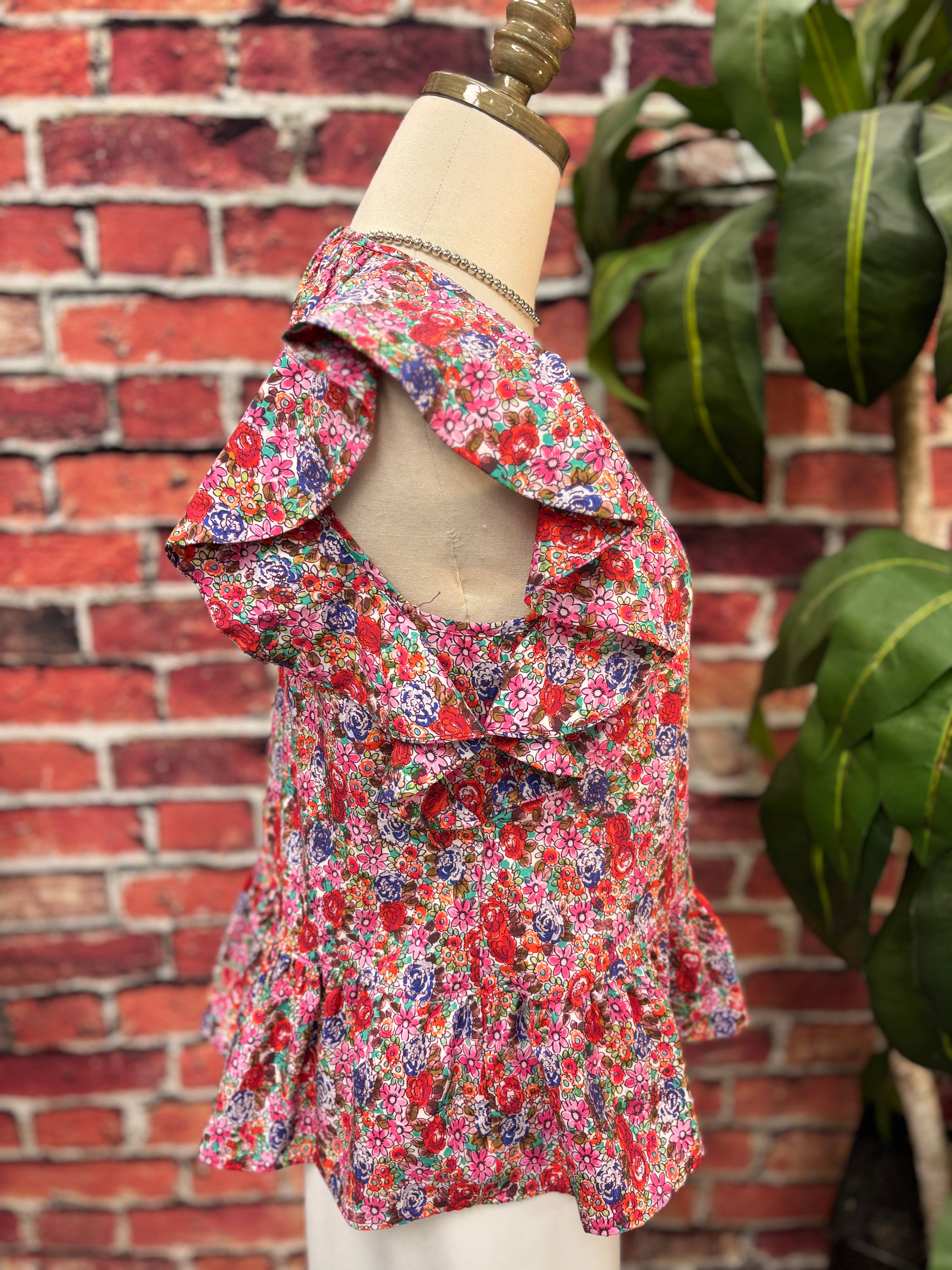 Garden Party Flutter Peplum Top