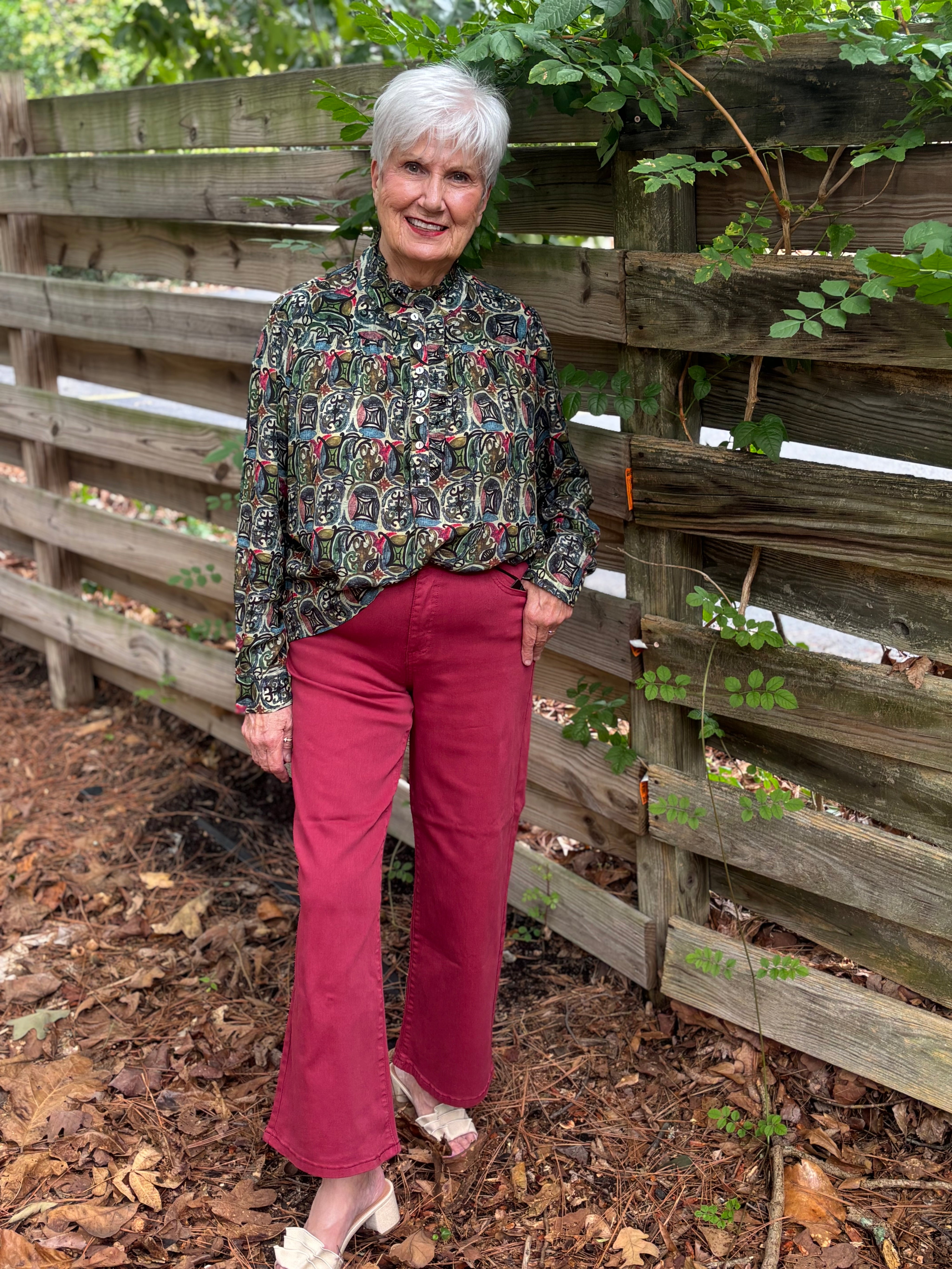 Ruffle Half Placket Blouse