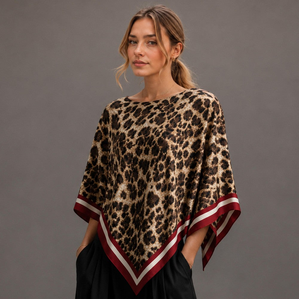 Do Everything In Love Silky Leopard Print Scarf Poncho