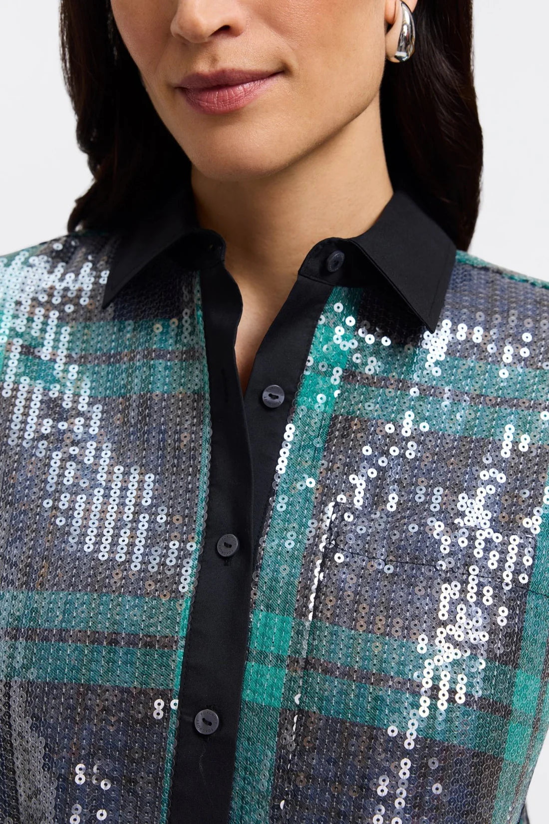 Marina Sequin Plaid Jacket Shirt