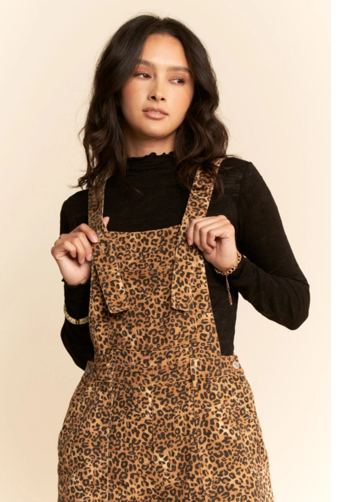 Animal Printed Denim Wide Open Leg Overall Pants