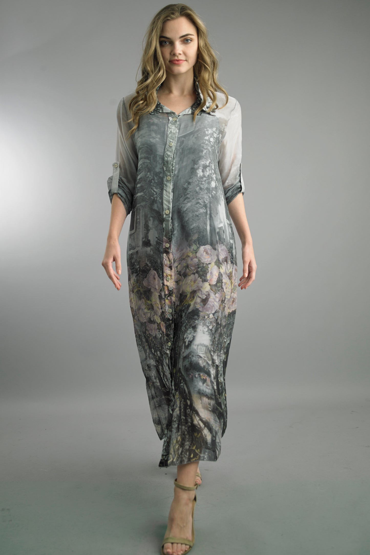 Ethereal Garden Silk Blend Maxi Dress