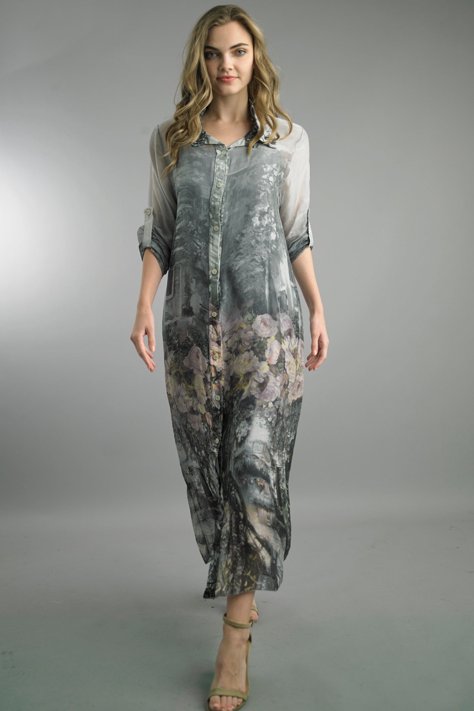 Ethereal Garden Silk Blend Maxi Dress