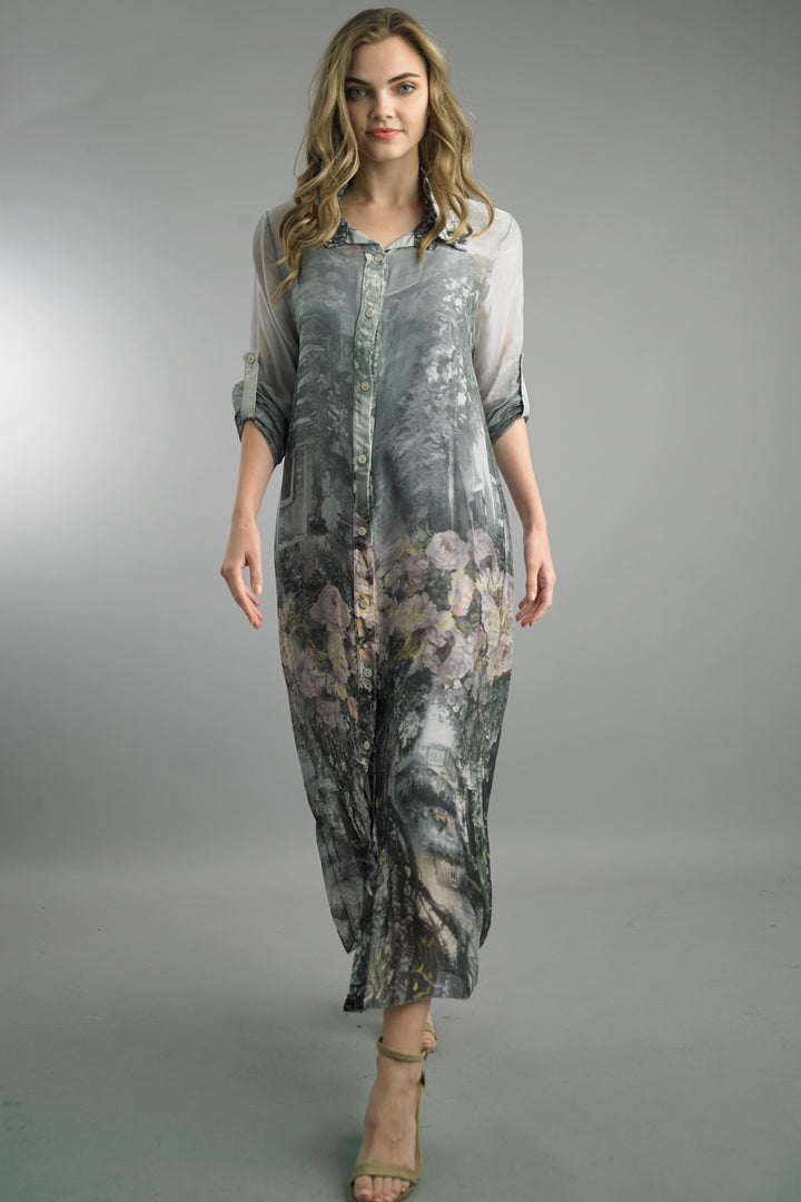 Ethereal Garden Silk Blend Maxi Dress