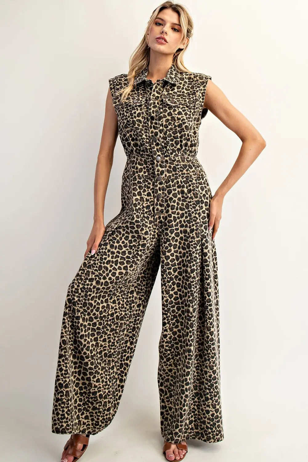Leopard Sleeveless Jumpsuit